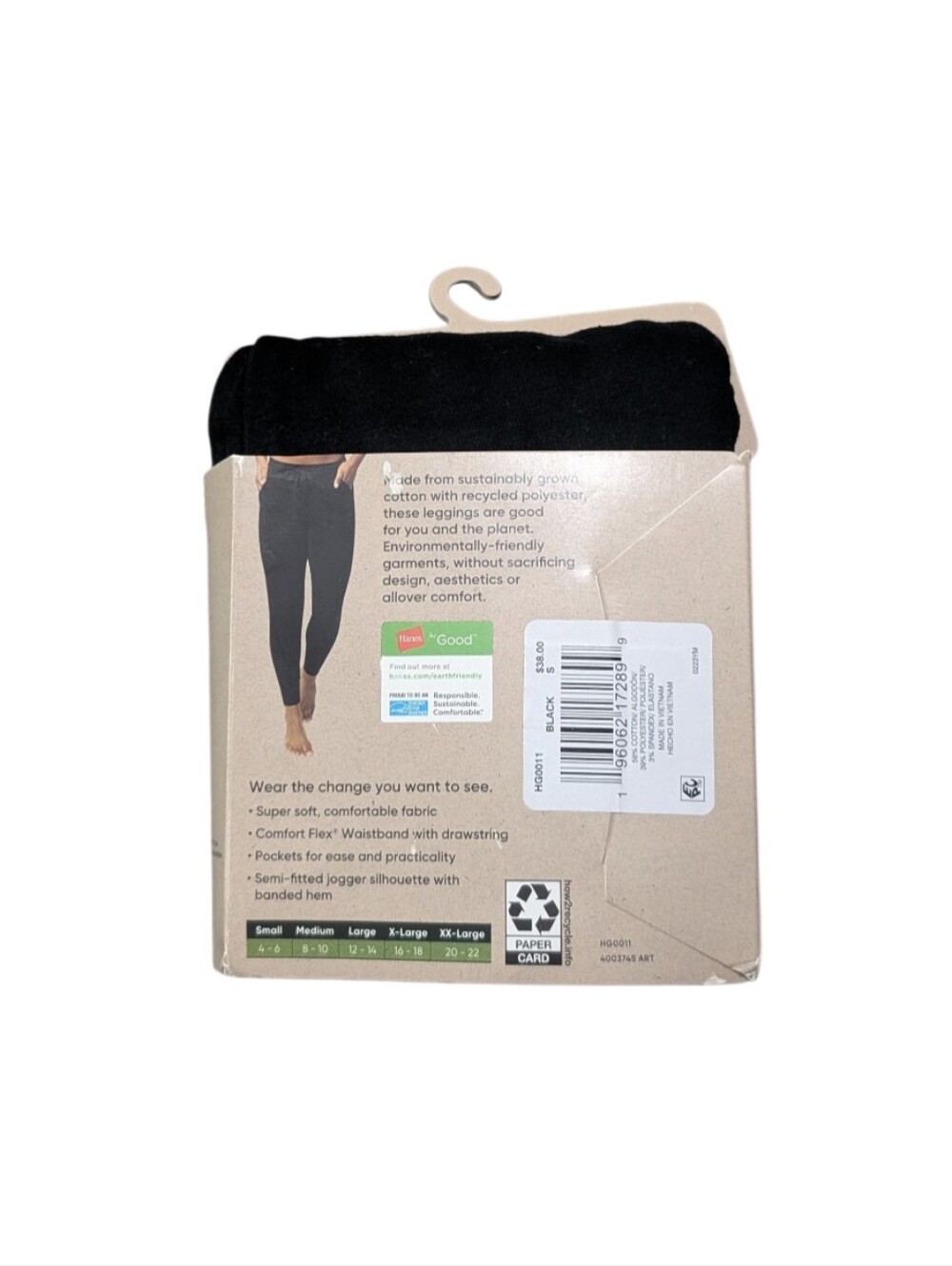 Hanes EcoSmart Cozy Fitted Jogger Leggings - Black Size SM - Picture 8 of 8